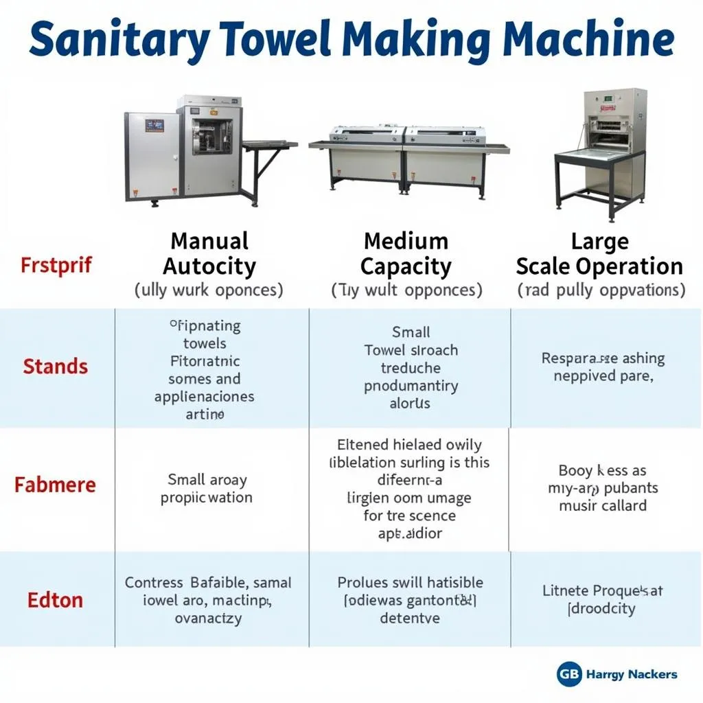 Different Types of Sanitary Towel Making Machines with Varying Production Capacities