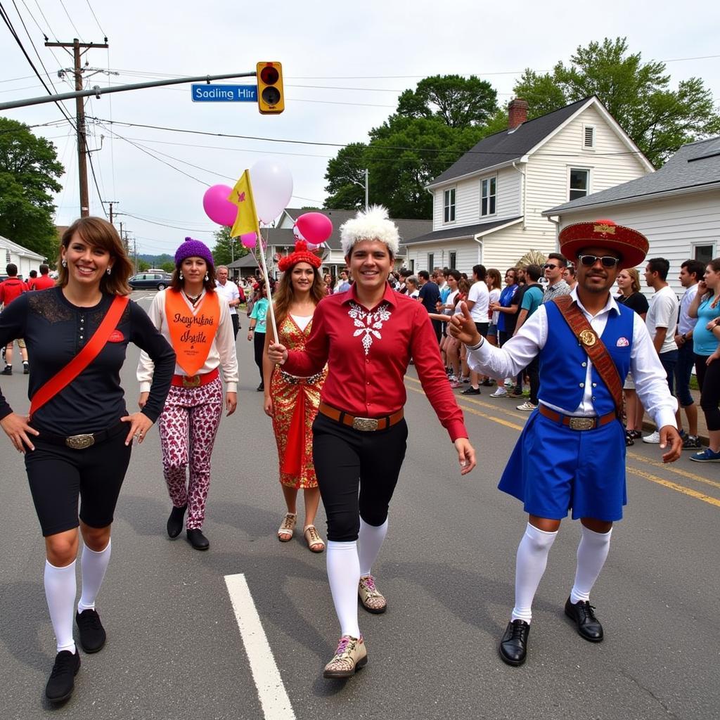 Các nhóm nghệ sĩ trong trang phục rực rỡ tại Derry Nh Parade