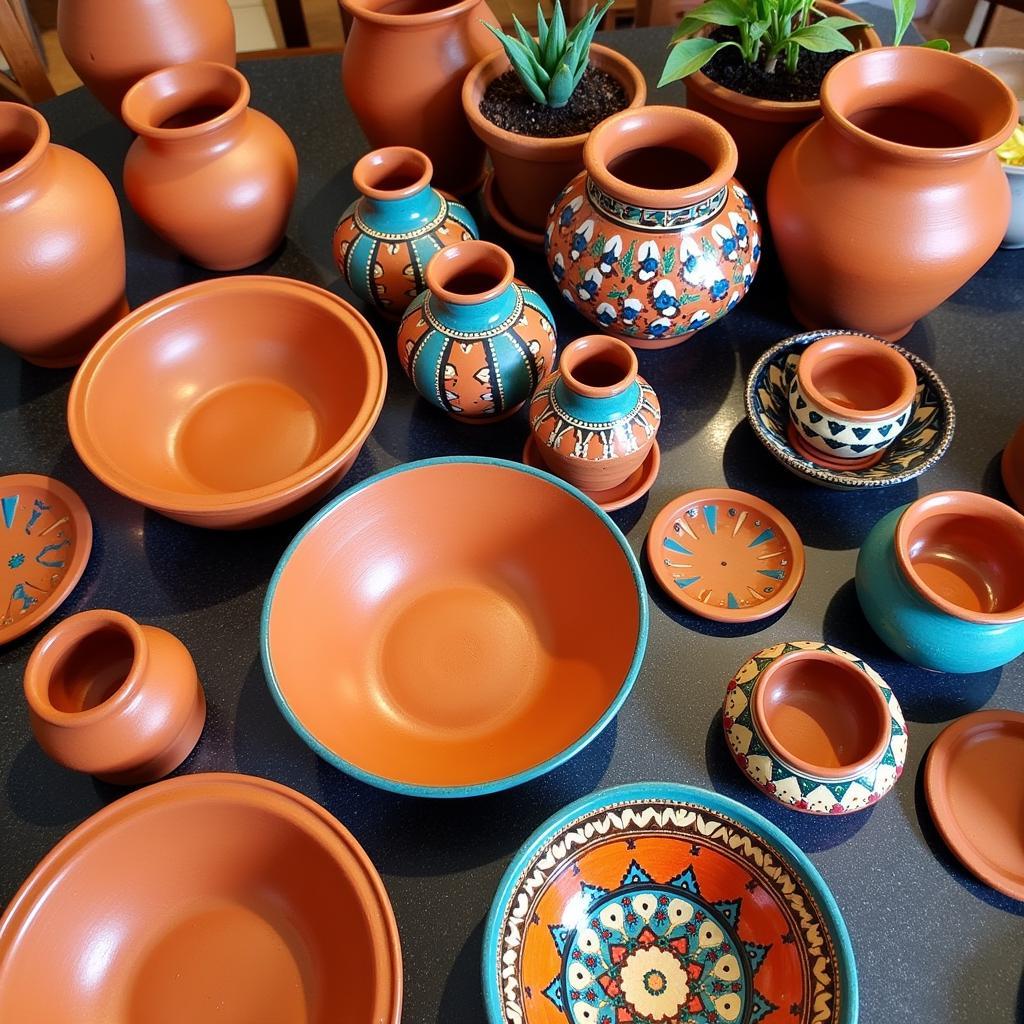 Các sản phẩm gốm Mexican terracotta khác như bát, chậu hoa, bình trang trí