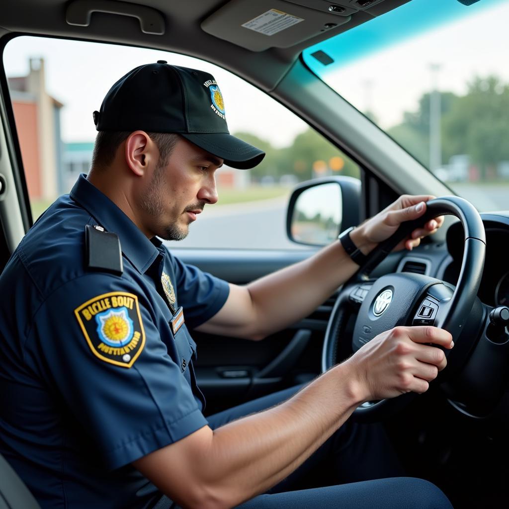 Traffic Police Inspecting Car Parts