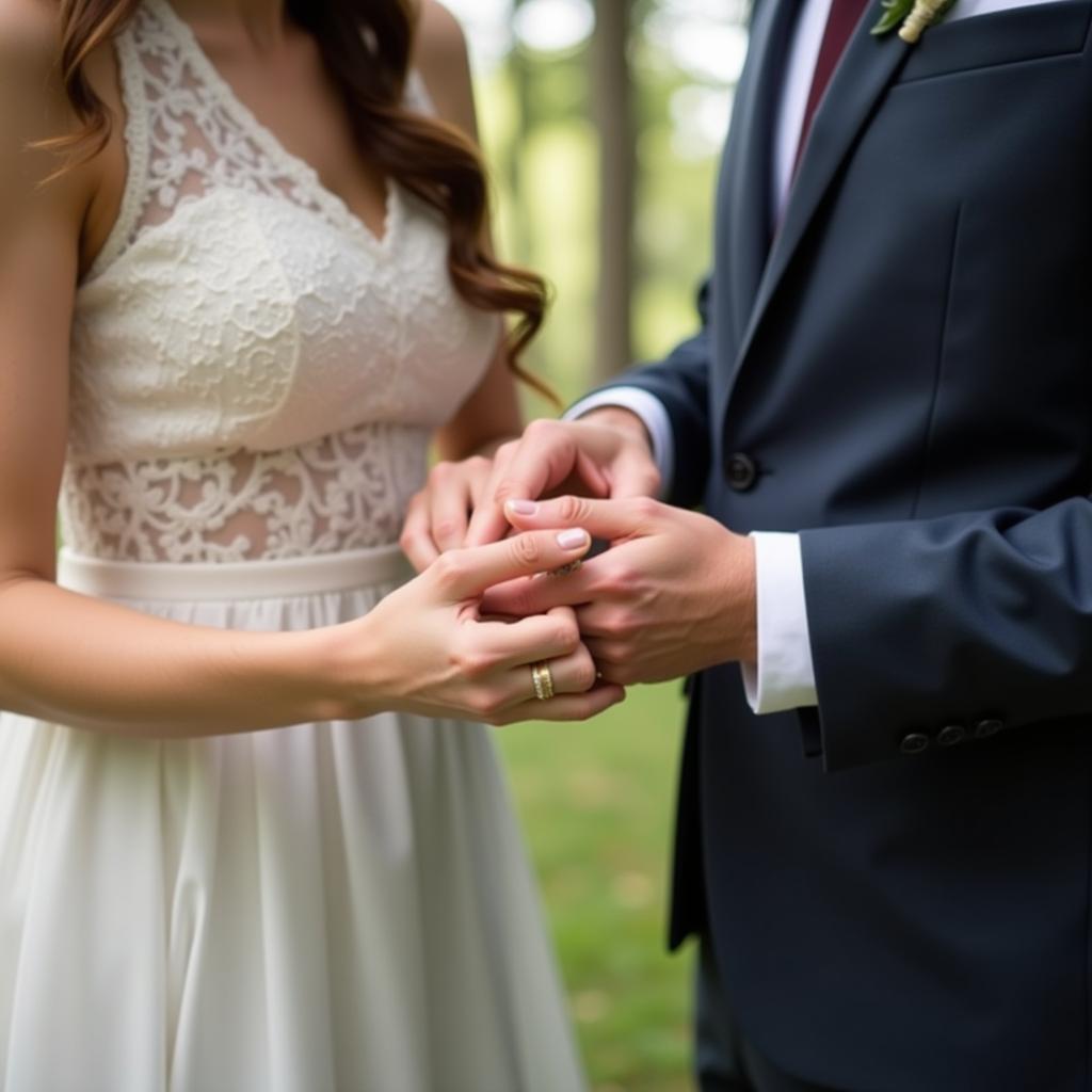 Couple exchanging wedding rings