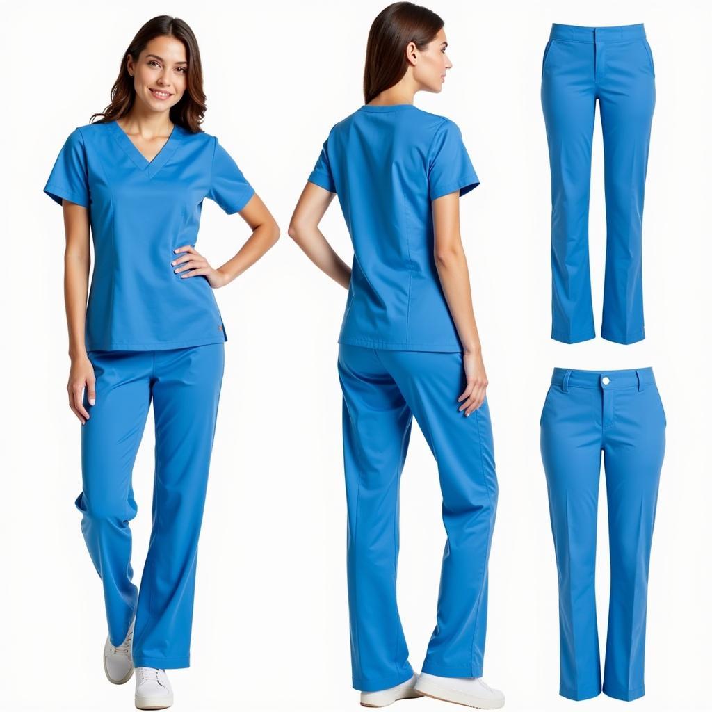 Different Styles of Caribbean Blue Scrubs for Women