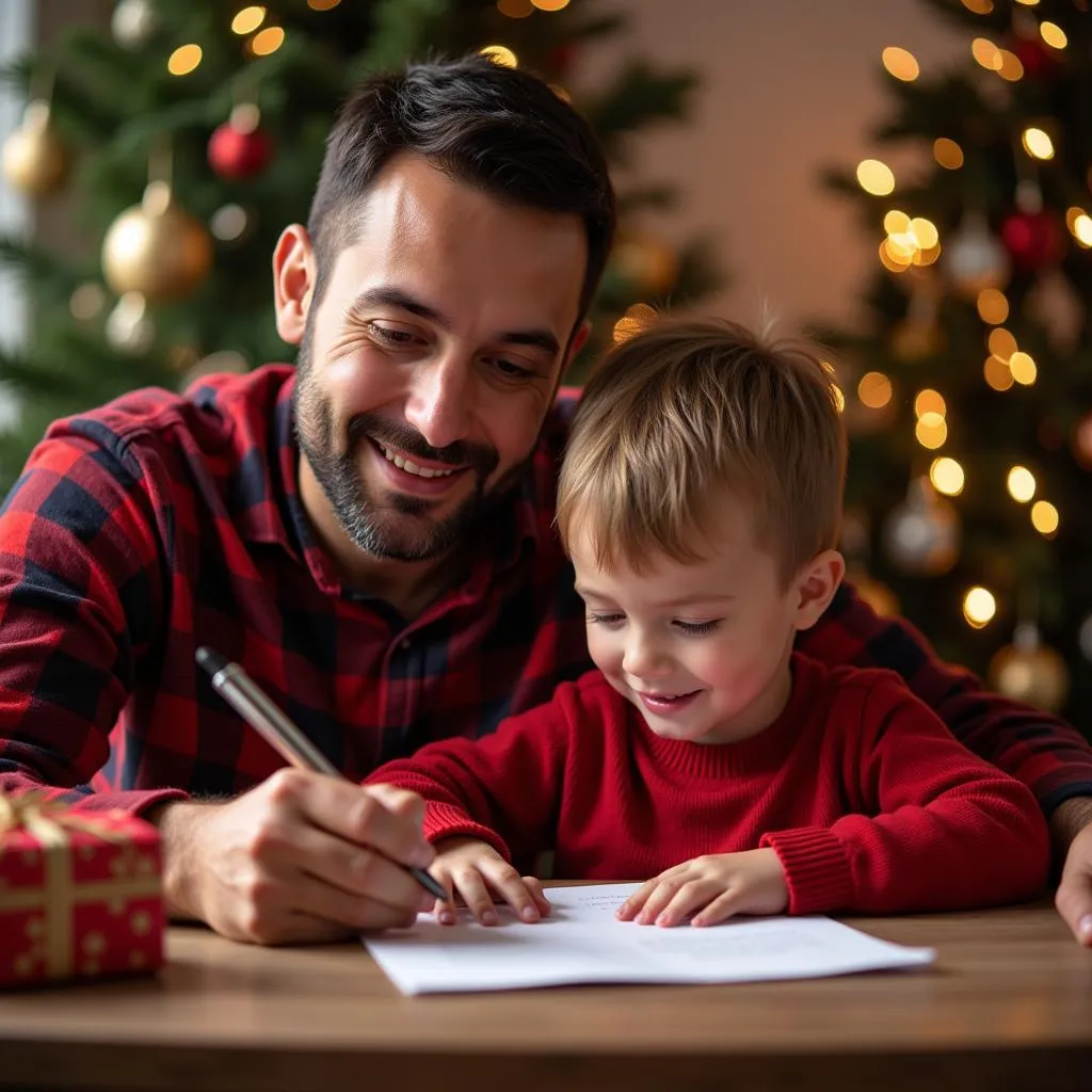 Carta para Santa Claus en inglés para un padre