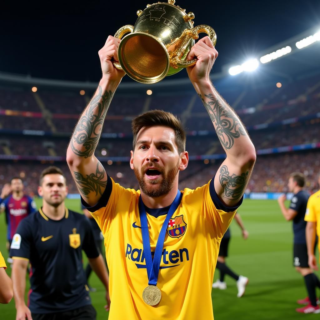 Cầu Thủ Barcelona Khoác Trên Mình Áo Gold Jersey