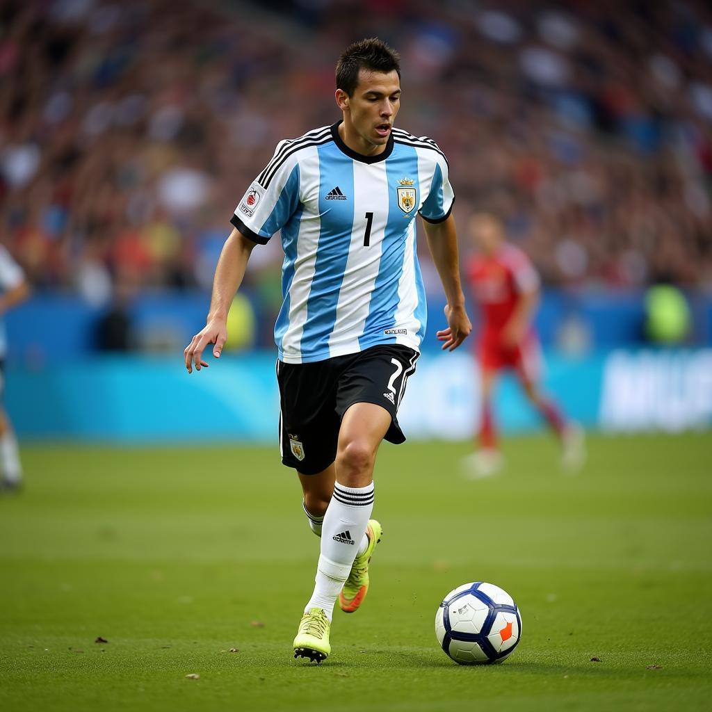 Cầu thủ Di Maria trong màu áo đội tuyển quốc gia Argentina