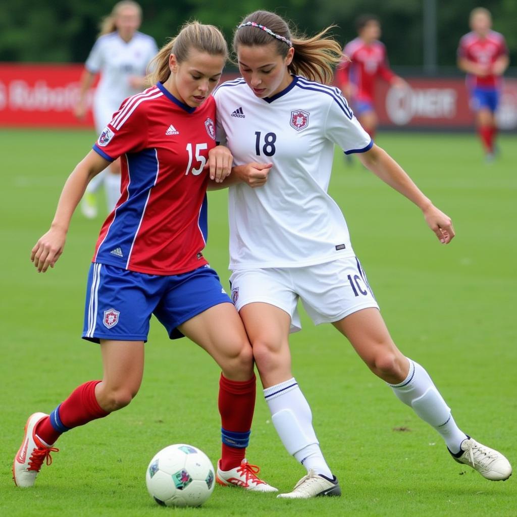 Cầu thủ Northern New England Soccer League tranh bóng quyết liệt