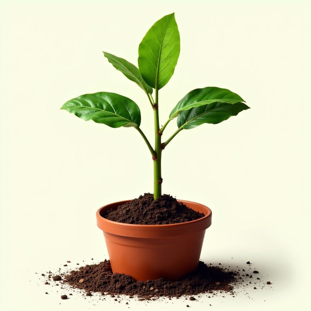 Young clove tree sapling in a pot