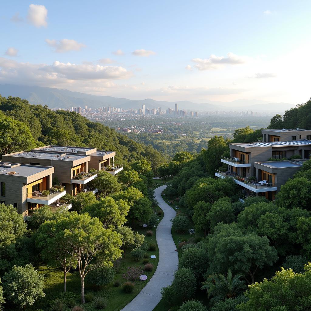 Cayala neighborhood panoramic view with city in background