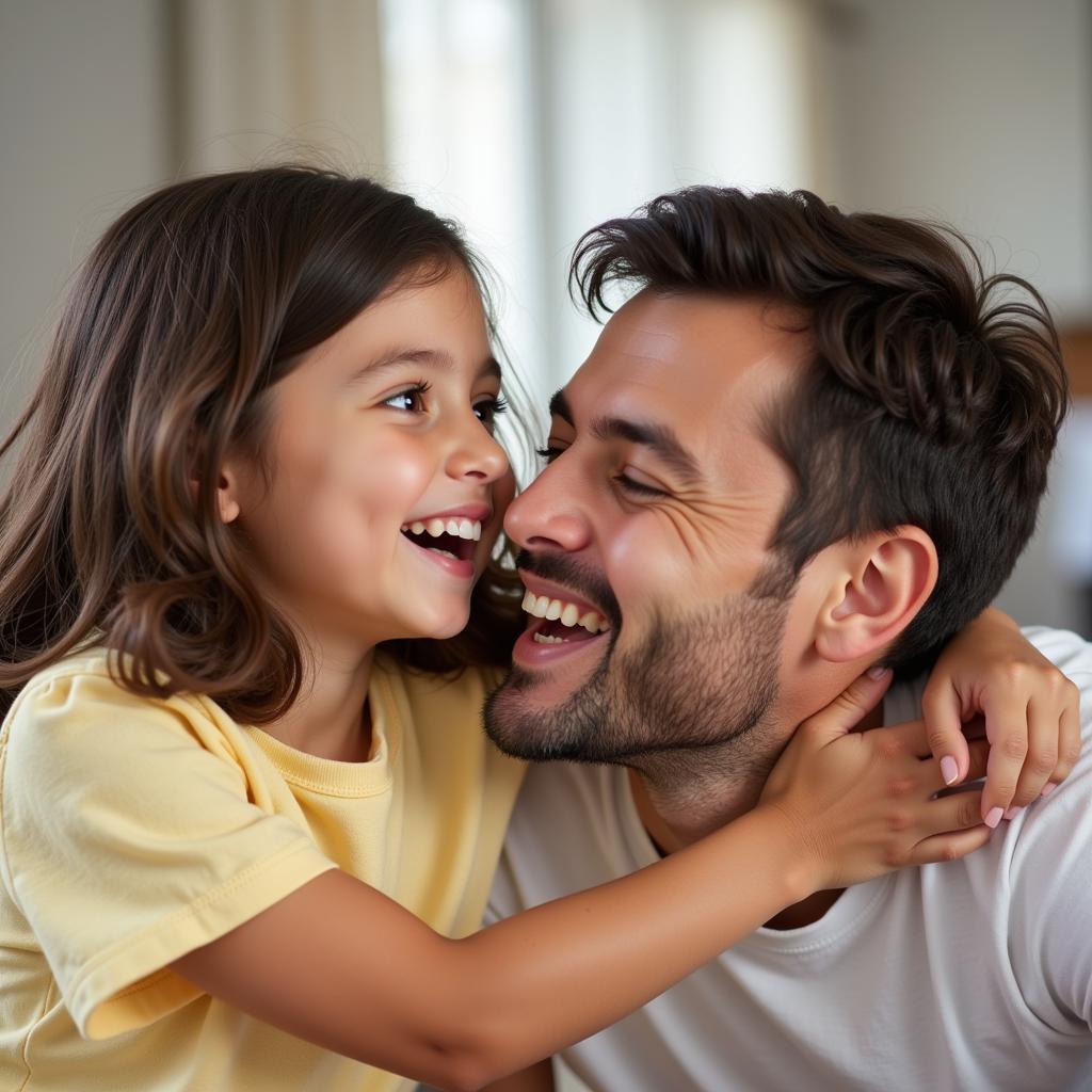 Father and daughter laughing together