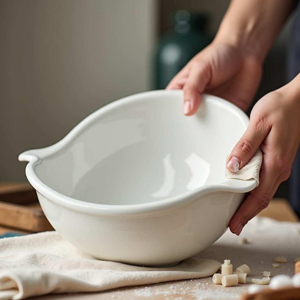 Cleaning and preserving a vintage porcelain bedpan