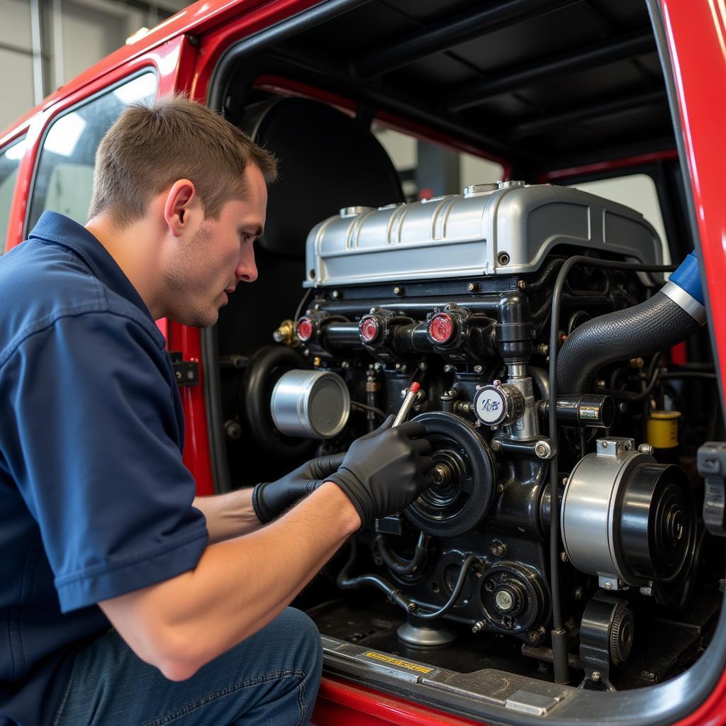 Inspecting the Engine of a Field Queen Chopper