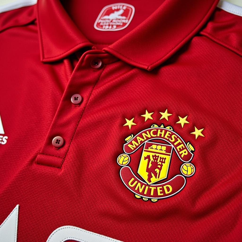 Close-up of the Manchester United 2013 kit details 