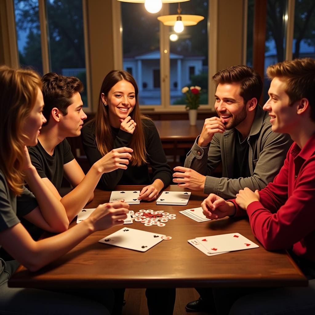 Nhóm bạn trẻ đang hào hứng chơi Drunk Spades