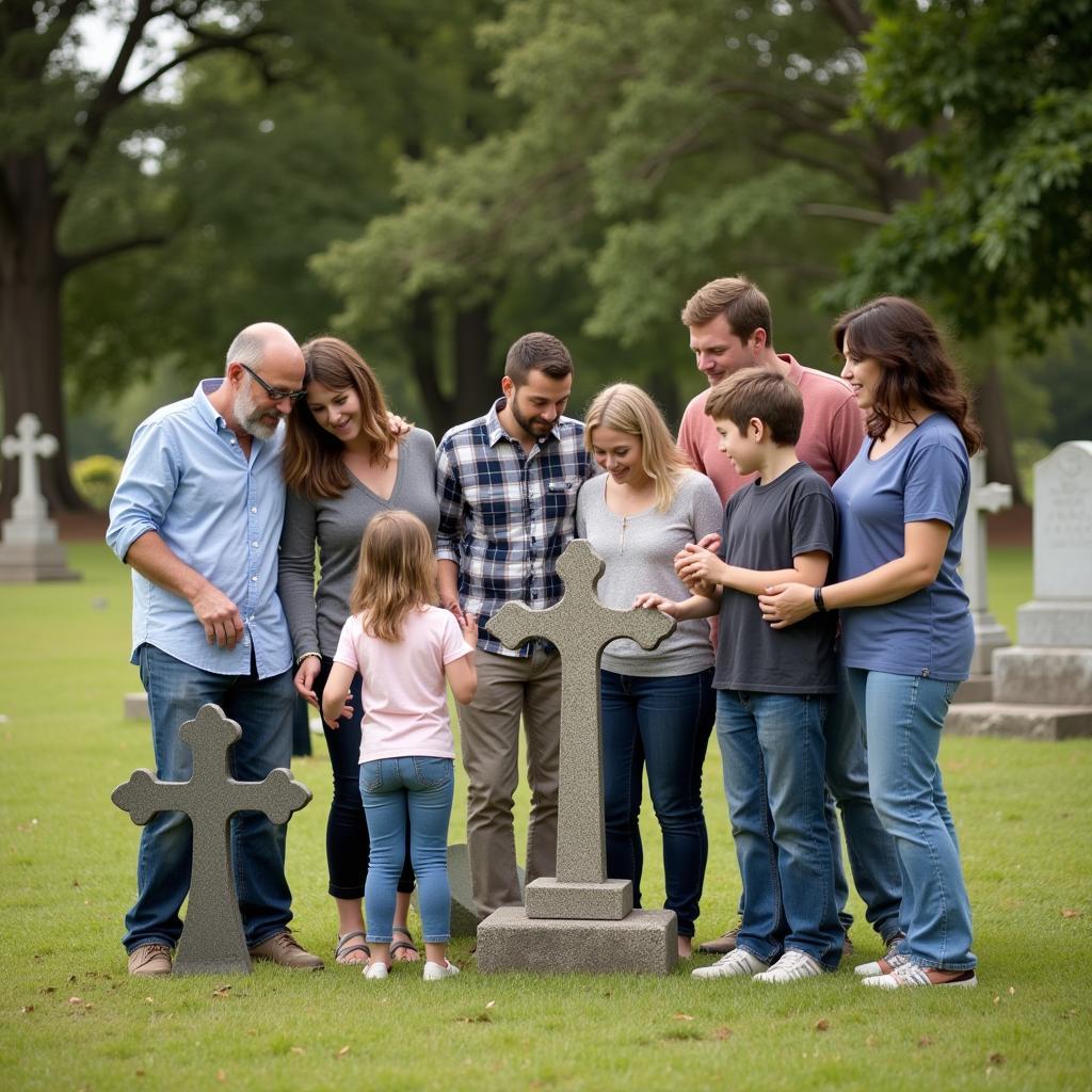 Family Choosing a Cemetery Cross