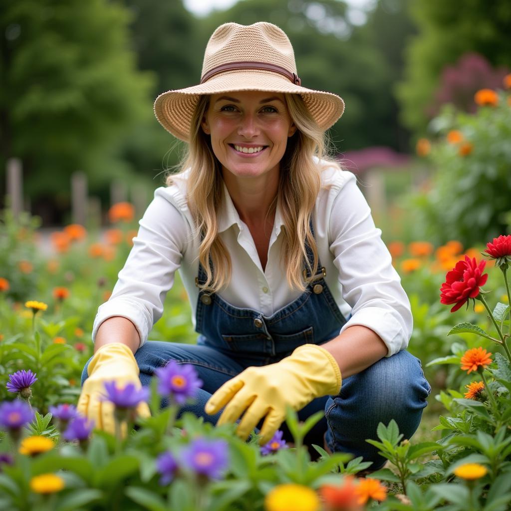 Christine Keller Enjoying her Garden