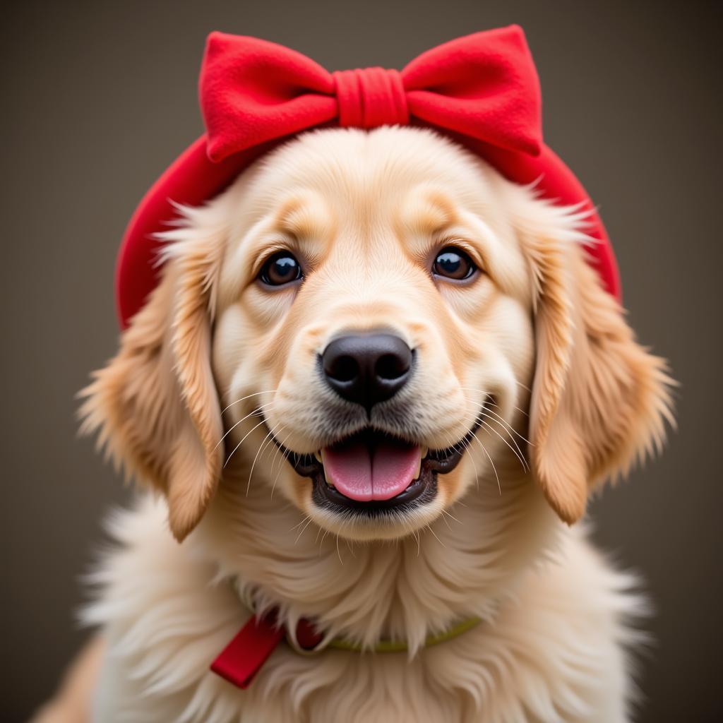 Close-up of a dog wearing a headband