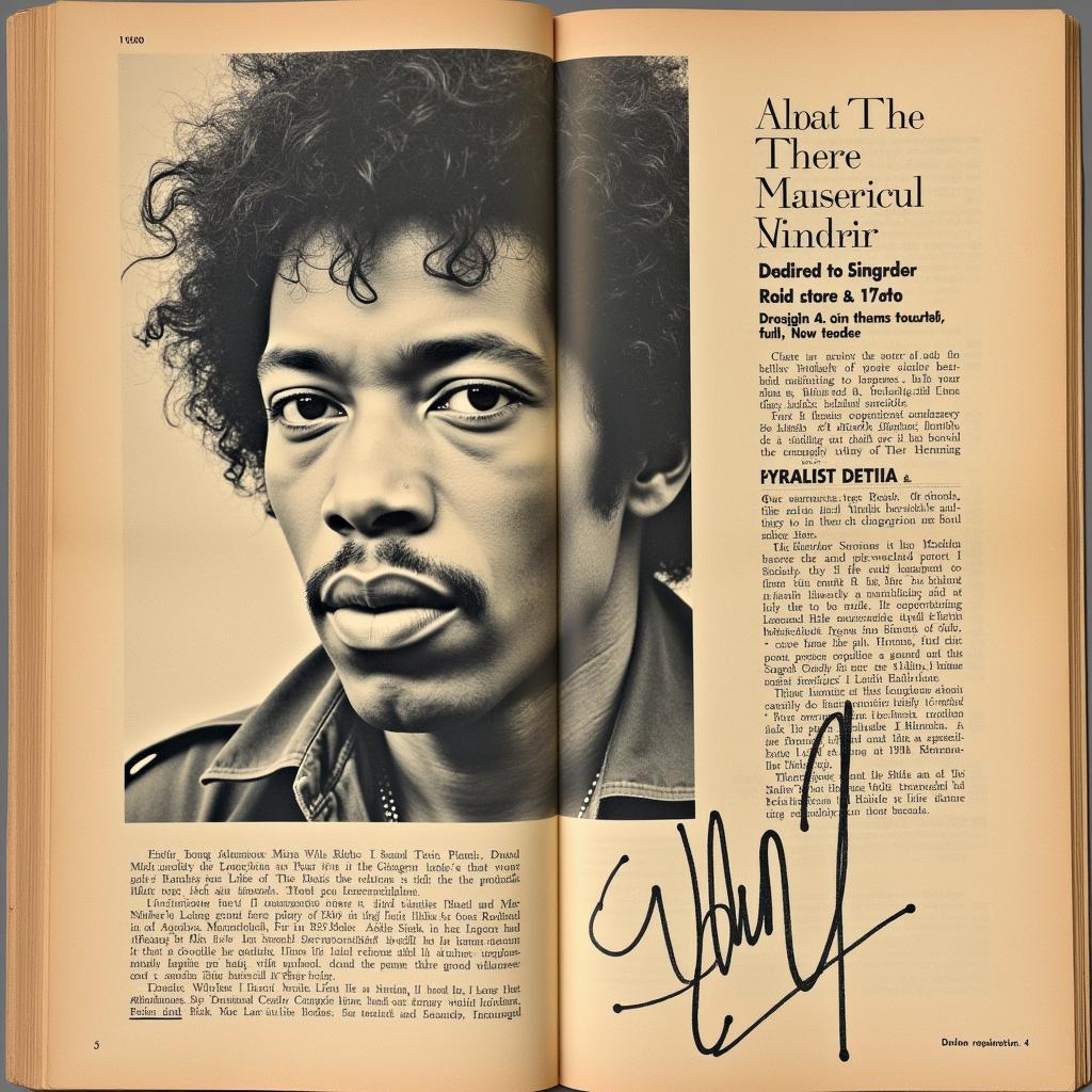 Jimi Hendrix's signature on a vintage magazine