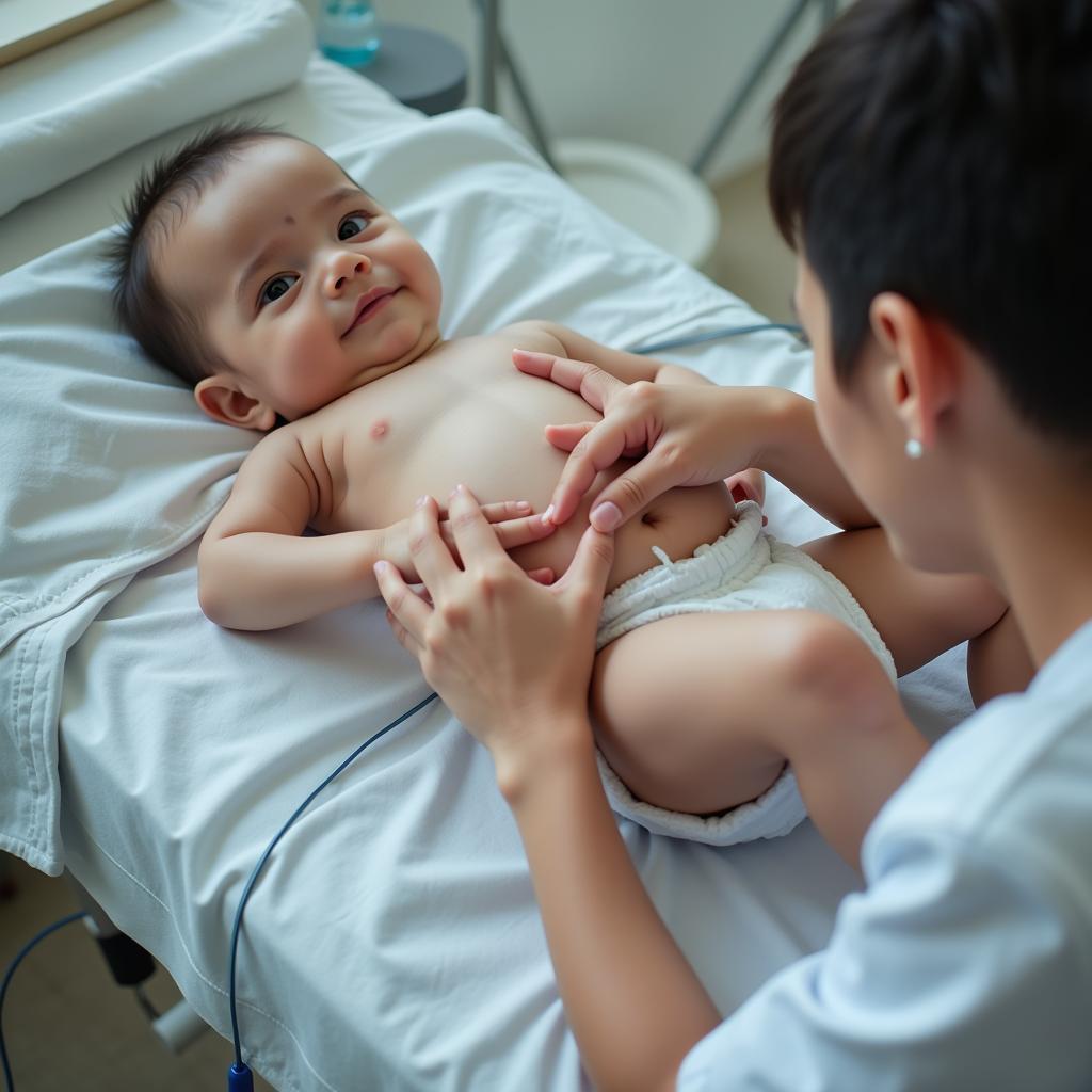 Baby boy getting ready for a medical check-up