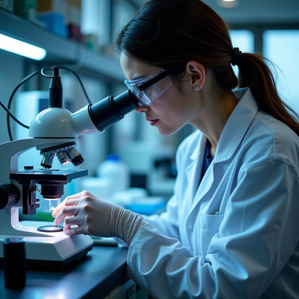 Expert examining a sample of asbestos-containing water pipe