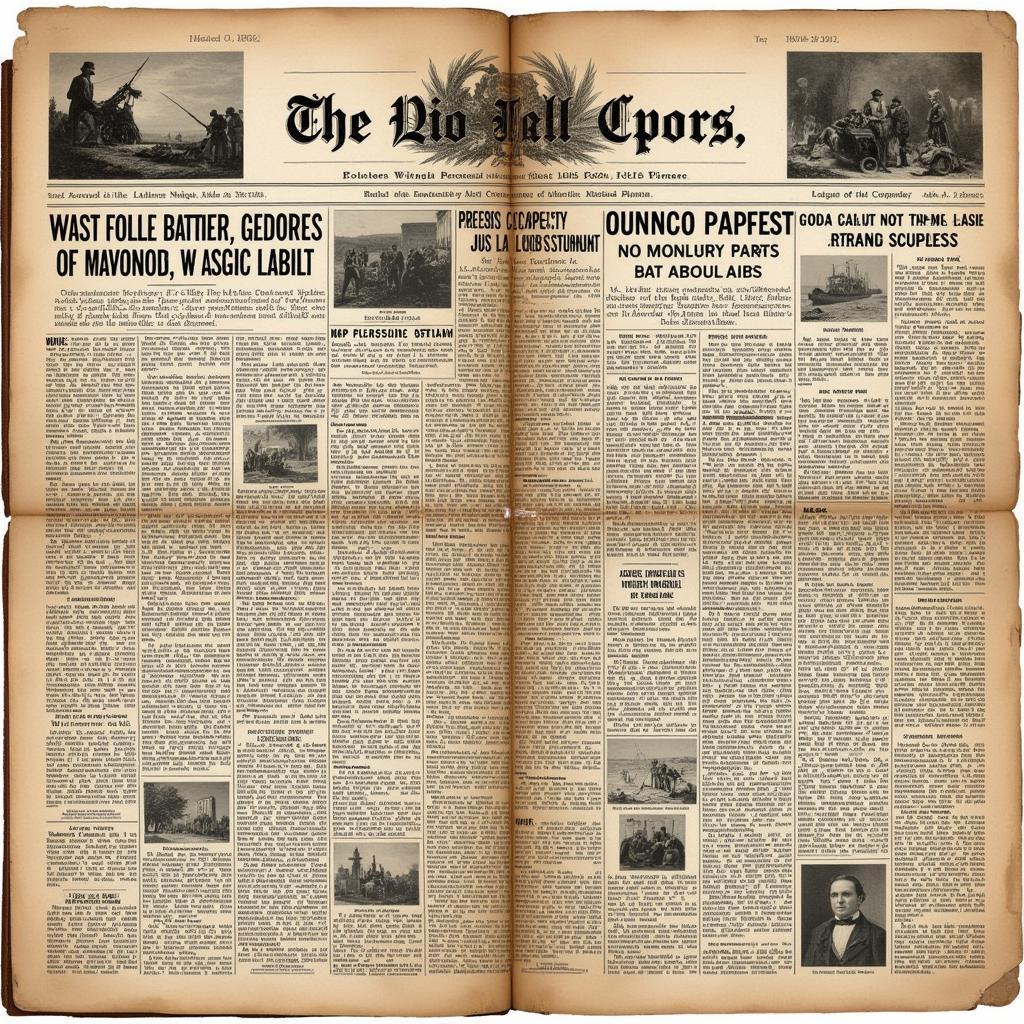 A Civil War era newspaper with bold headlines and illustrations