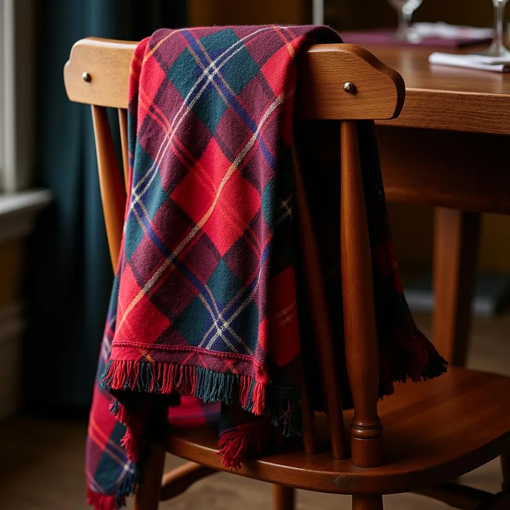 Ghế được trang trí bằng tartan hội trường gia tộc