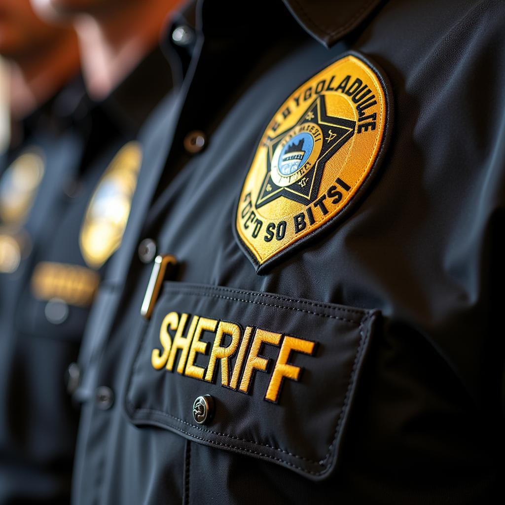 Close up of deputy sheriff shirt badge