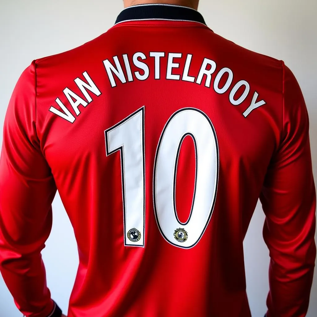 Close-up of the Number and Name Printing on a Van Nistelrooy Jersey