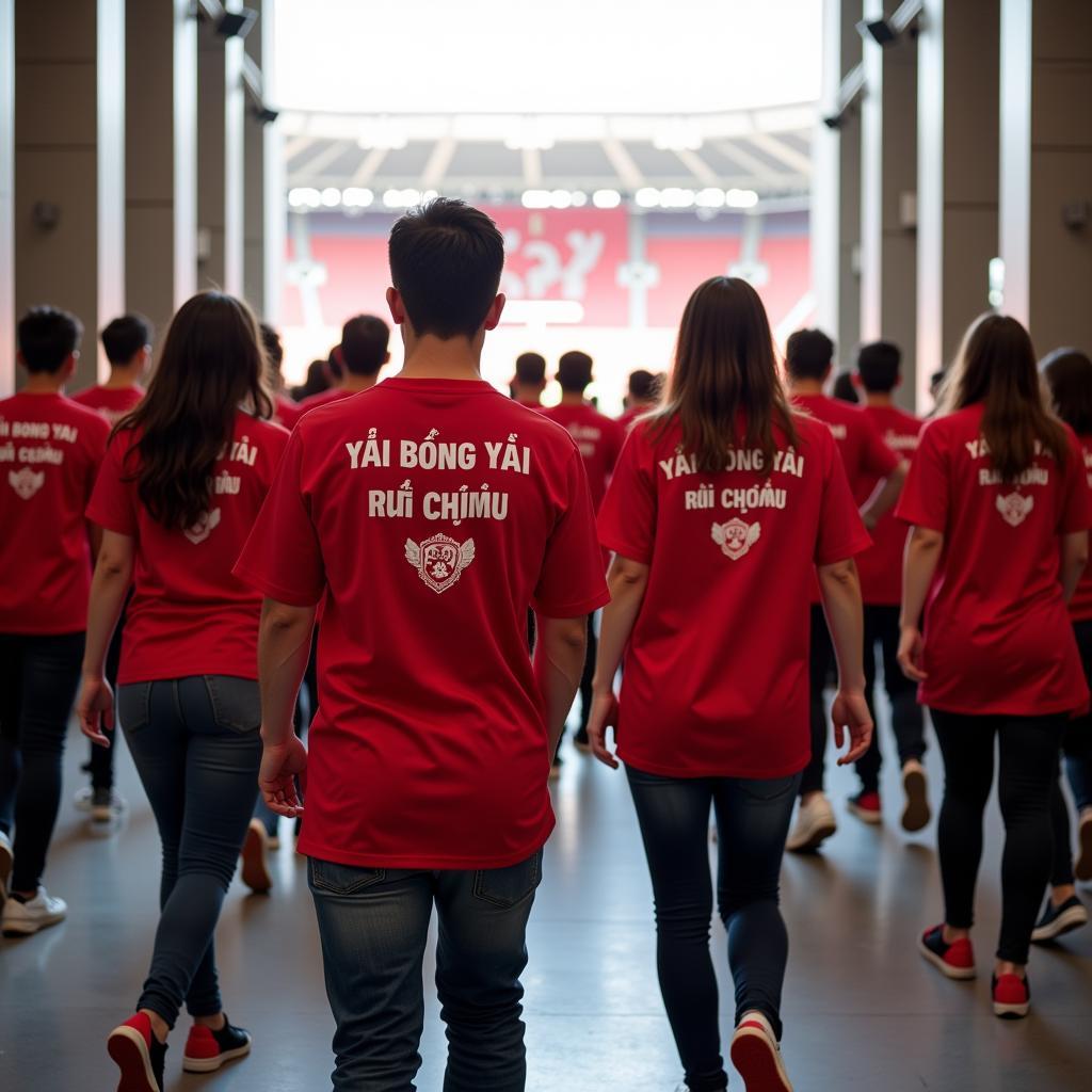 Cổ động viên "Đội Bóng Đá" tự tin sải bước trong trang phục choir t-shirts