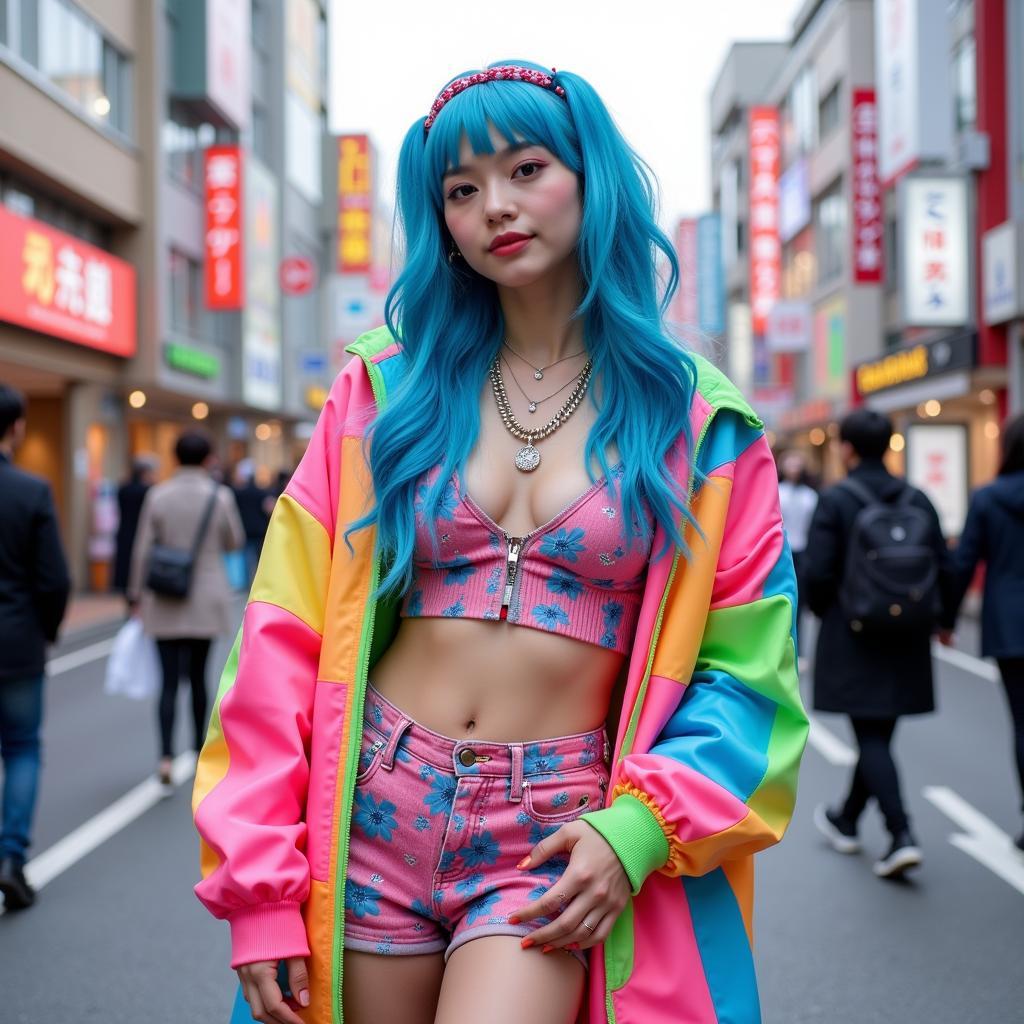 Cô gái diện phong cách Harajuku tại Tokyo