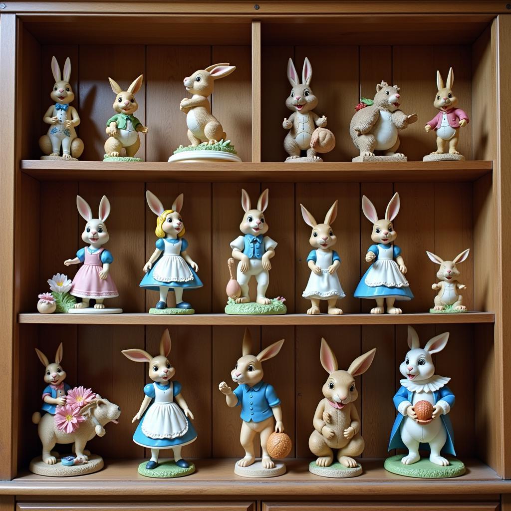 Collection of Alice in Wonderland rabbit statues