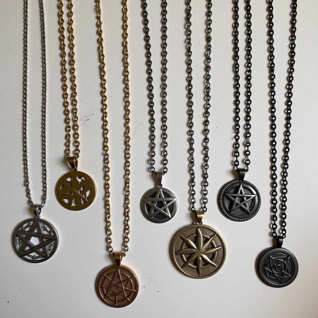 Collection of Norse Pagan necklaces in different styles