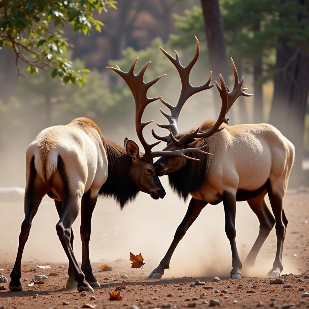 Elk fighting for dominance