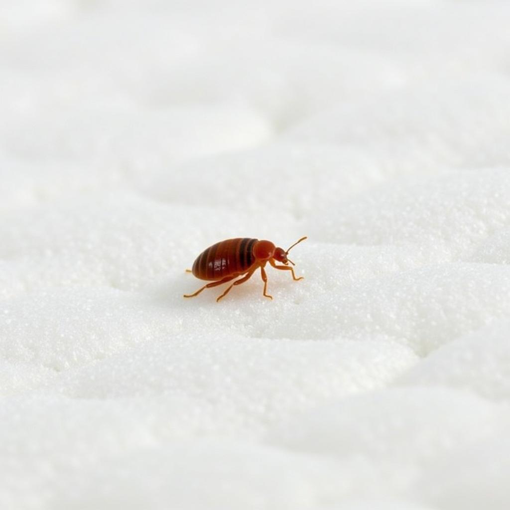 A single bed bug on a mattress