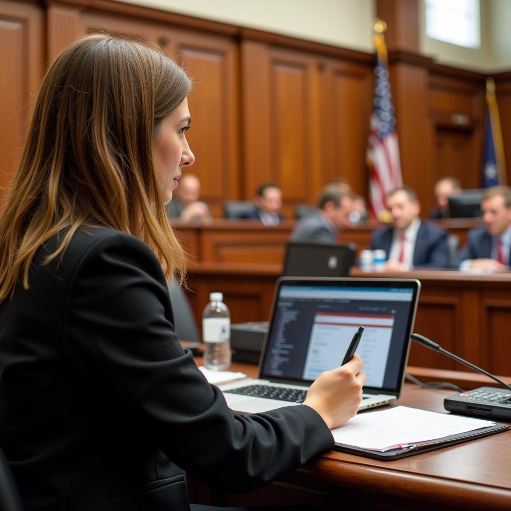 Court reporter using wireless microphone system