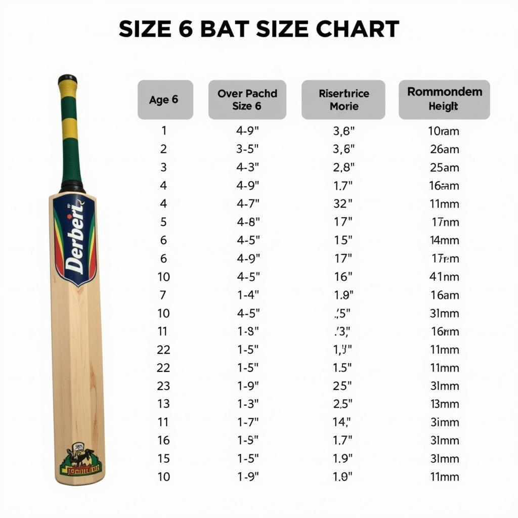 Cricket Bat Size Chart for Kids