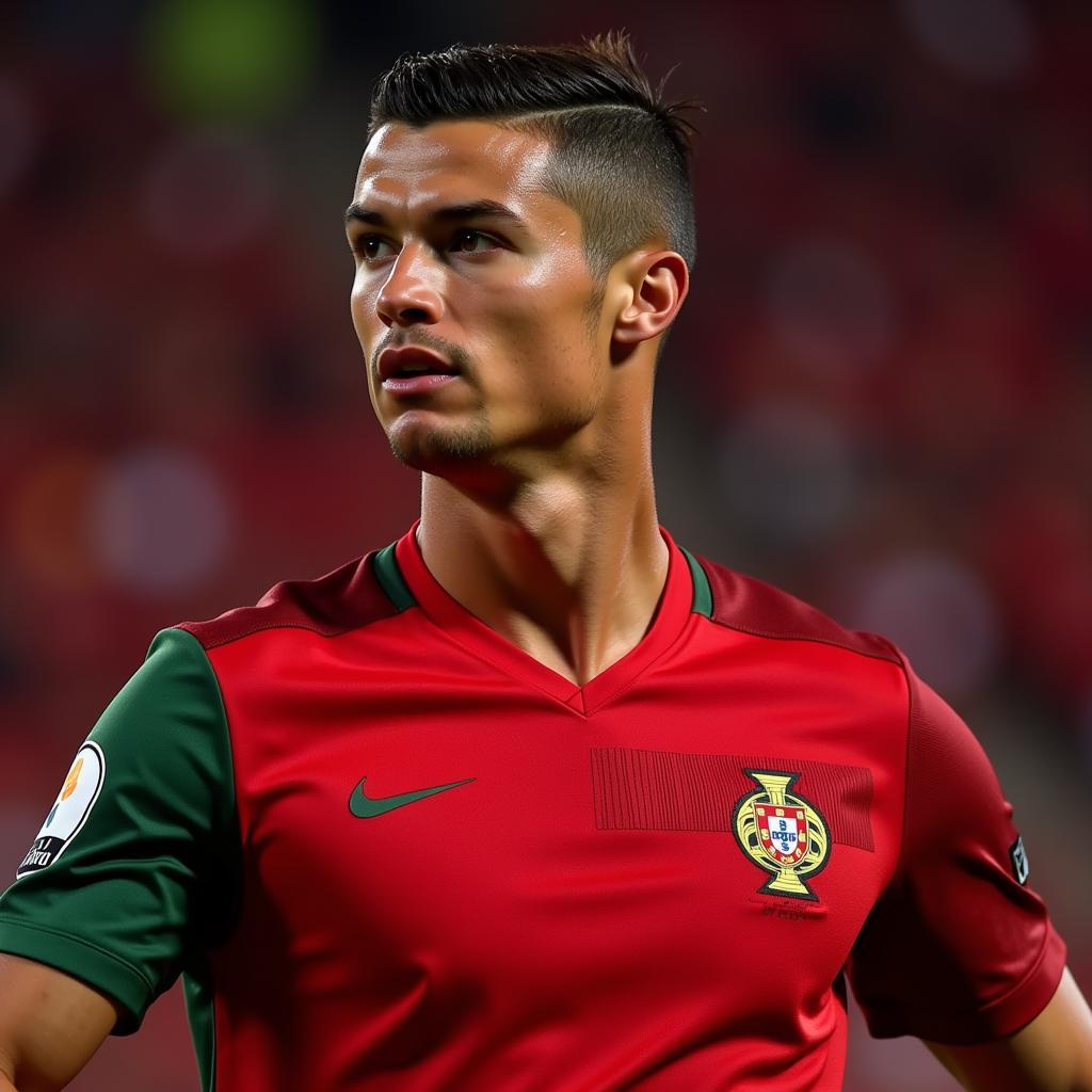 Áo đấu Cristiano Ronaldo Bồ Đào Nha 2024 sân nhà màu đỏ