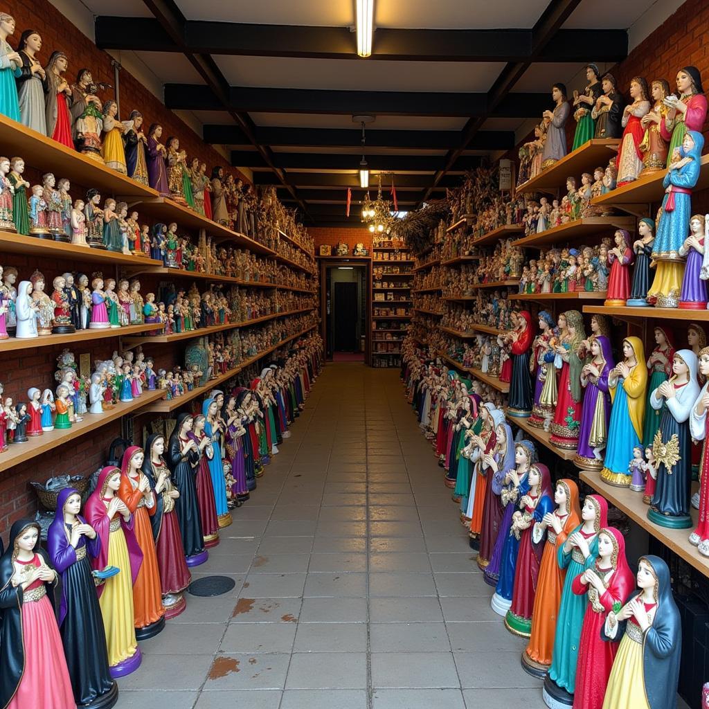 A shop selling Santa Muerte statues