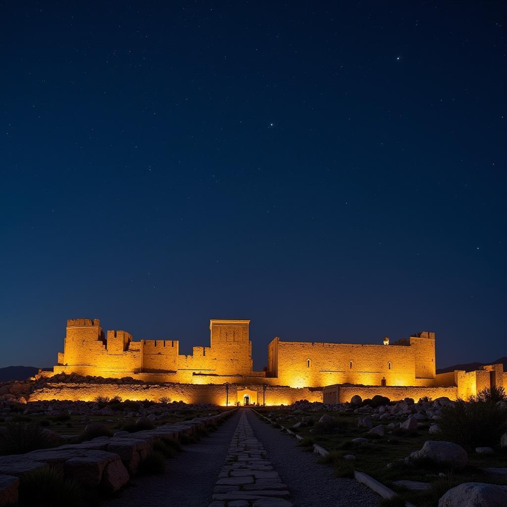 Cung điện Persepolis lung linh dưới ánh đèn đêm