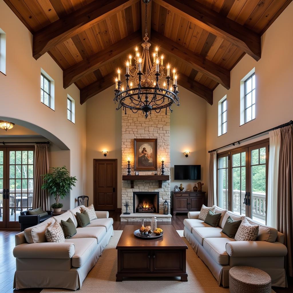 Metal Medieval Ceiling Light in Living Room