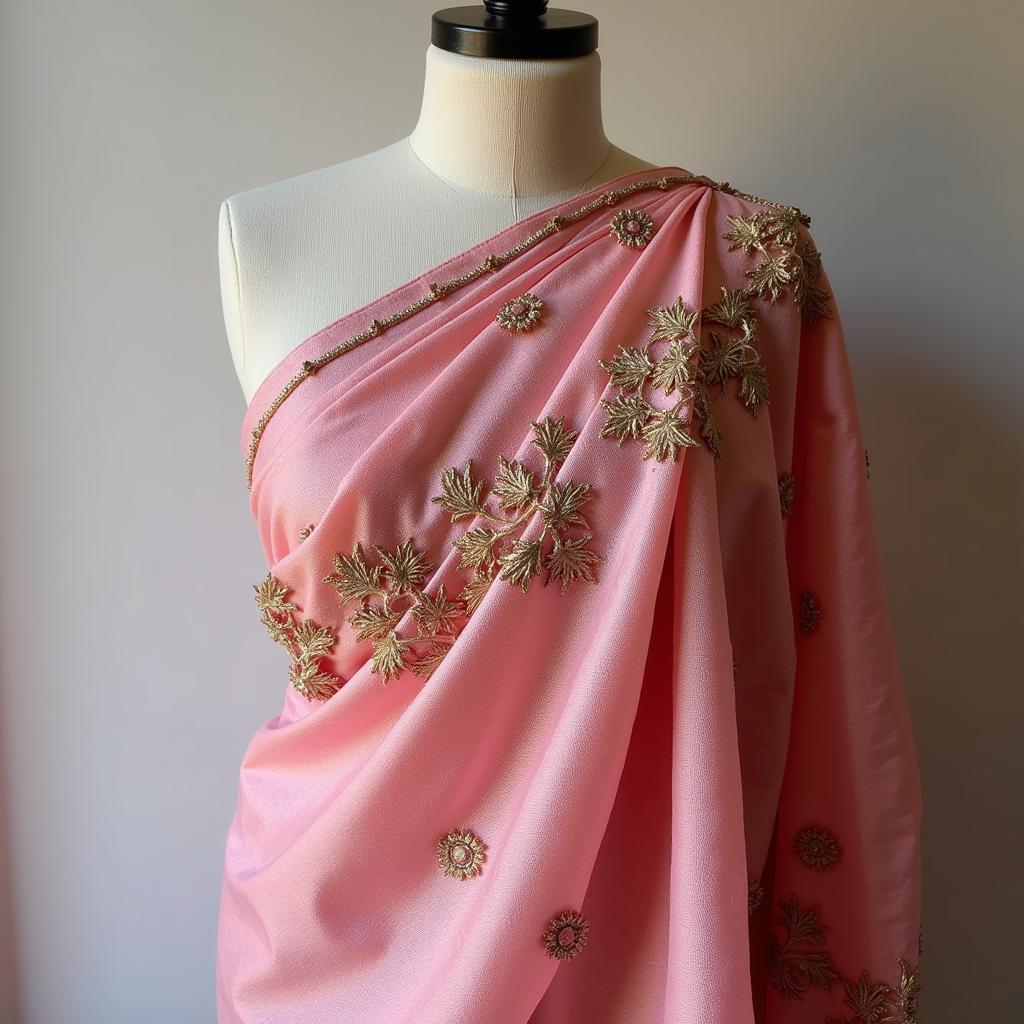 Dhaka muslin saree with intricate embroidery