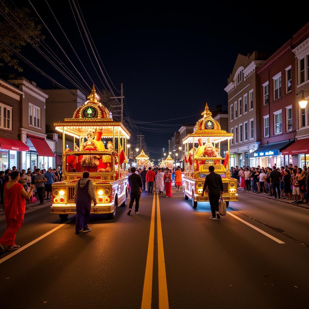 Diwali festival of lights parade on the streets of New Jersey