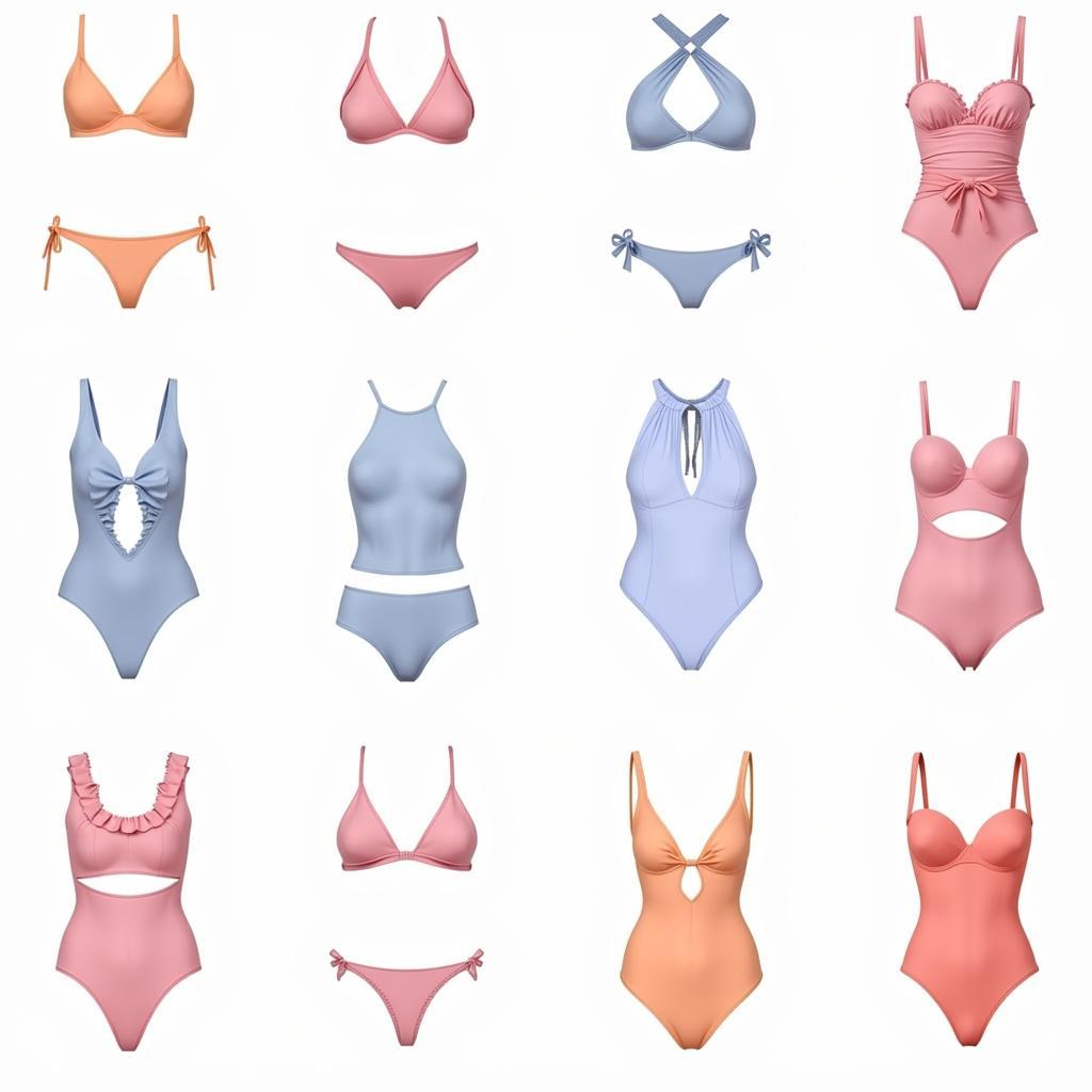 Different Pastel Swimsuit Styles