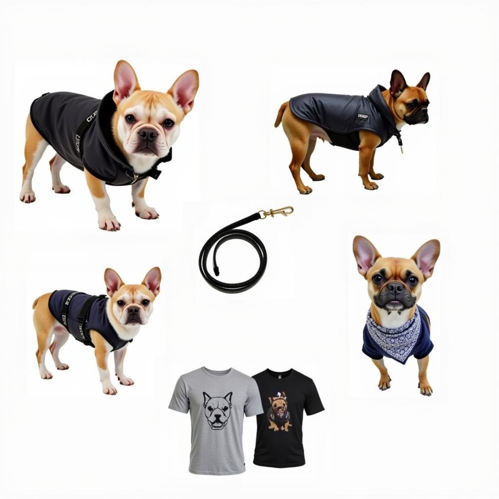 Various types of clothing for French Bulldogs