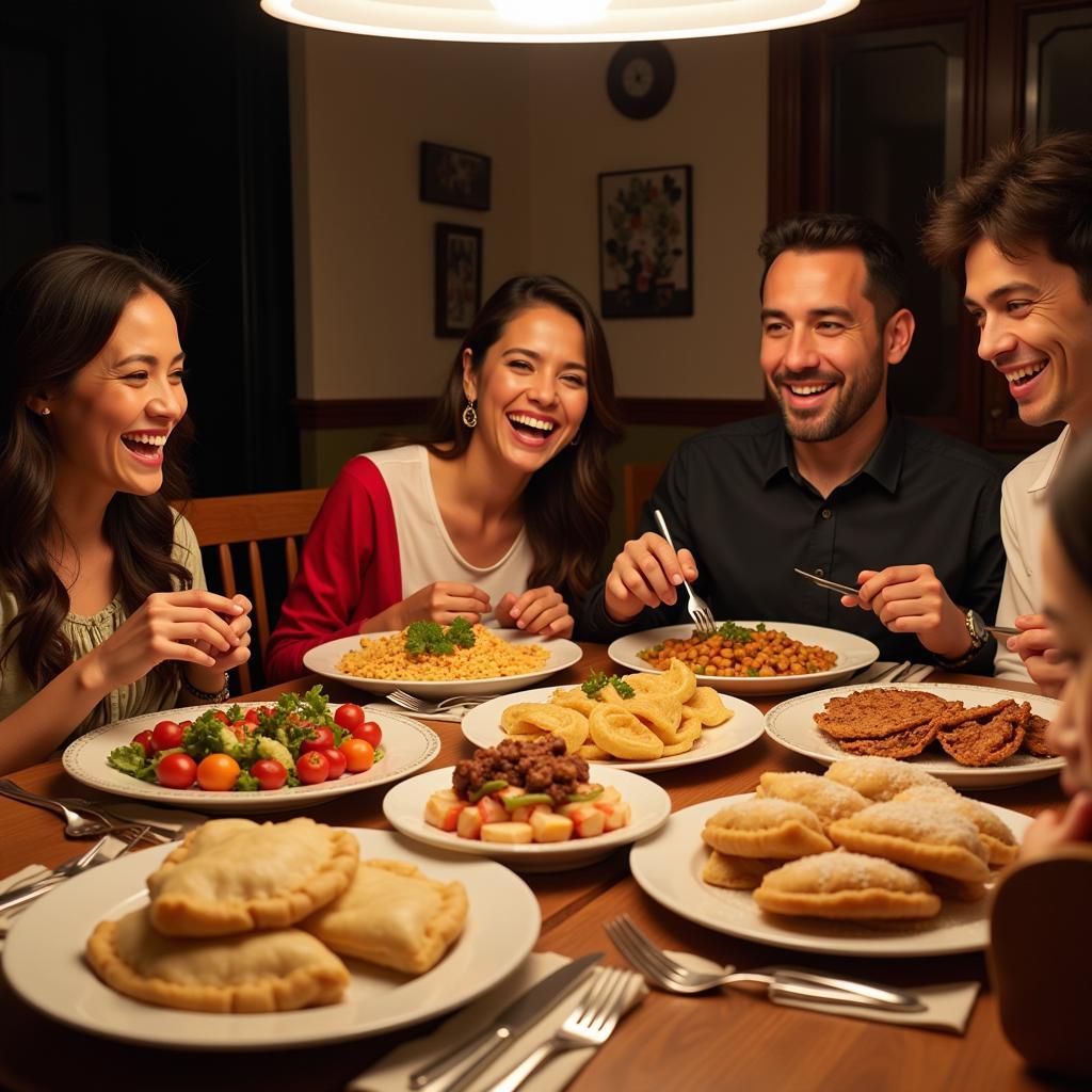 Disfrutando de una Deliciosa Comida Venezolana en Familia