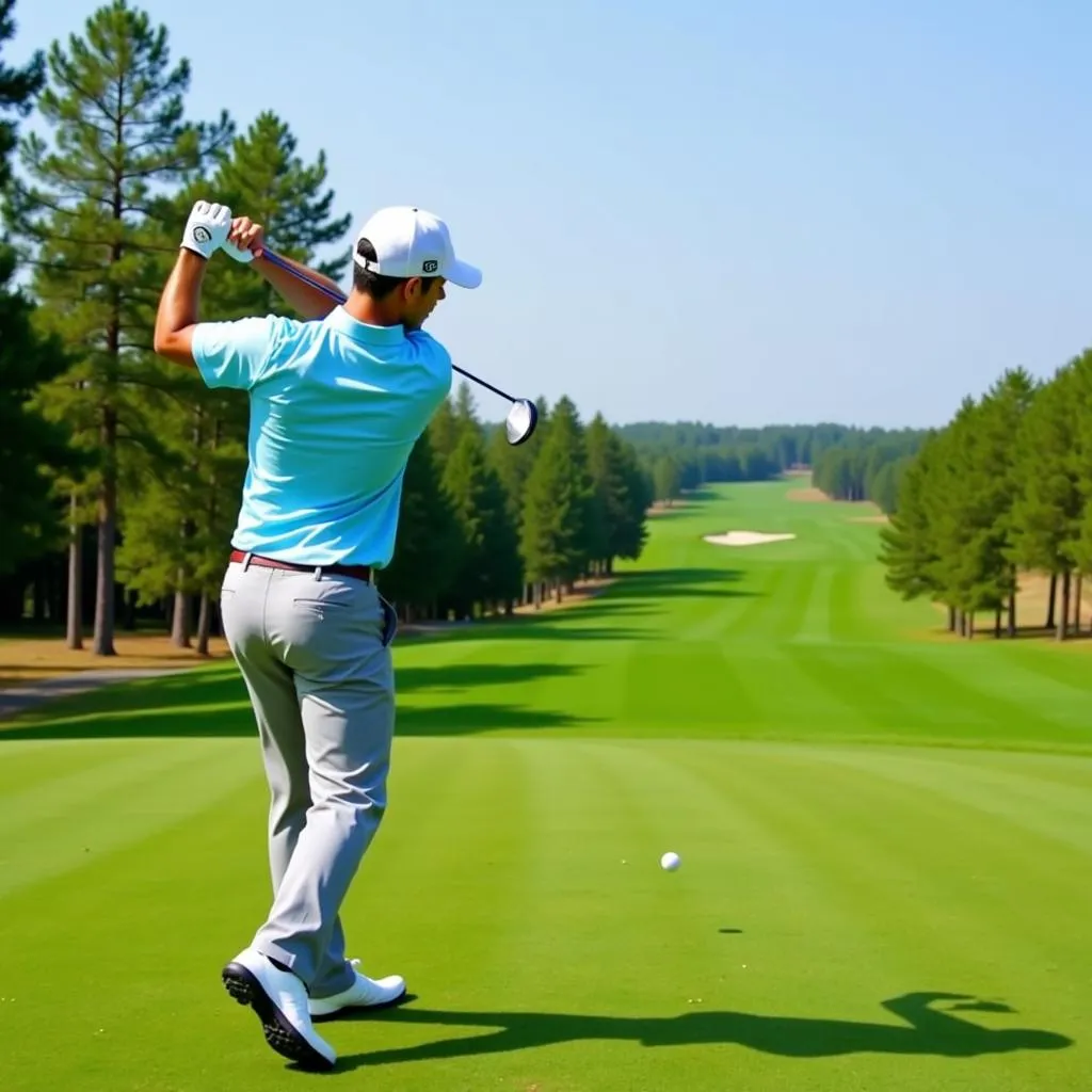 Golfer Executing a Dog Legged Clencher