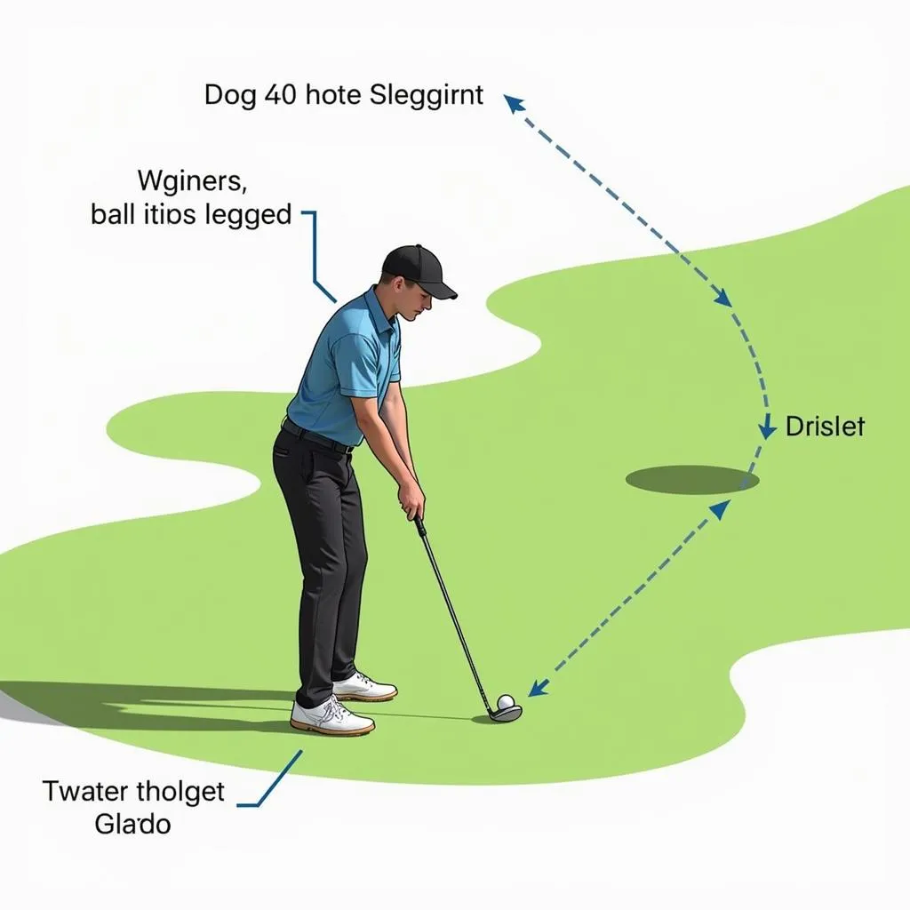 Golfer Setting Up for a Dog Legged Clencher