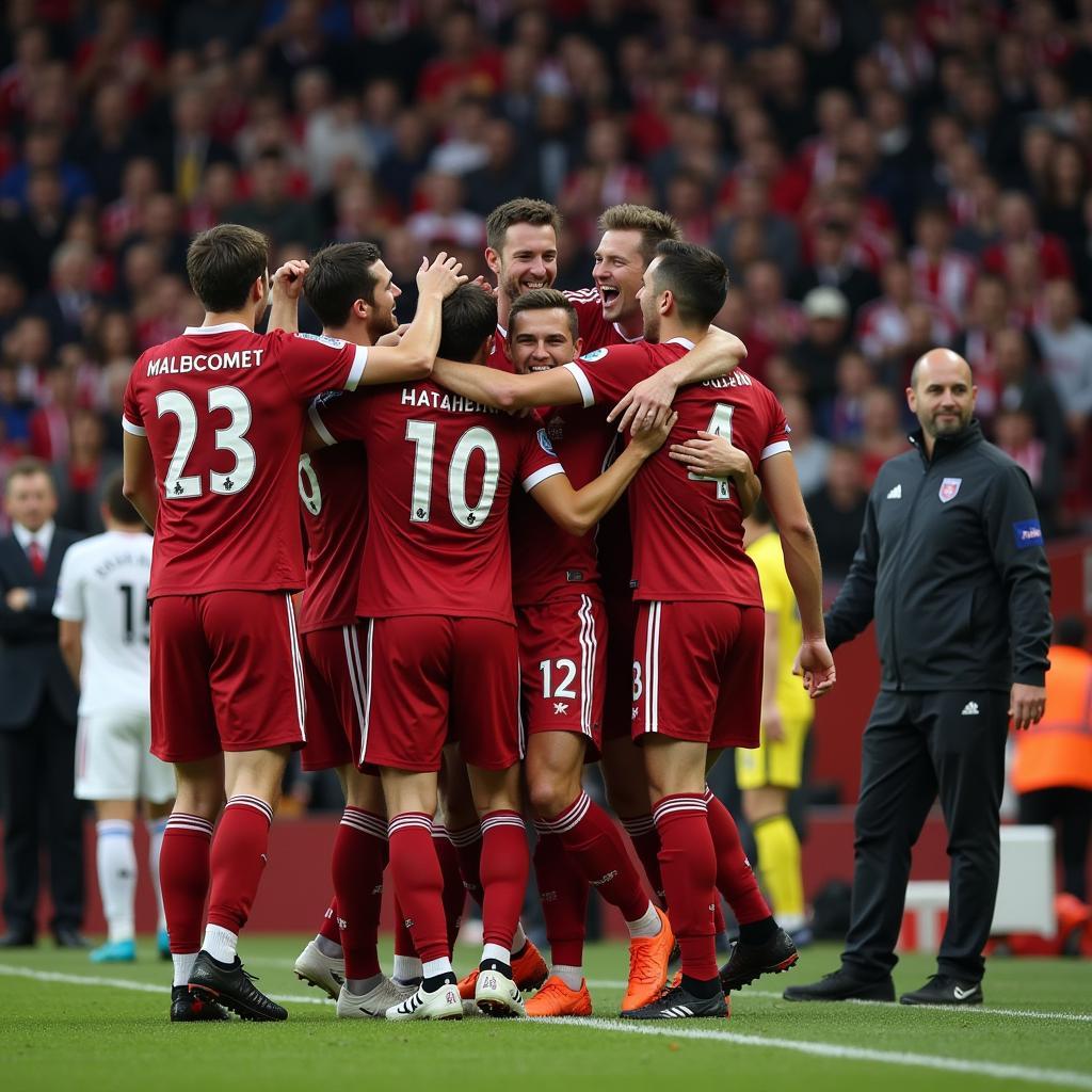 Football Team Celebrating Victory