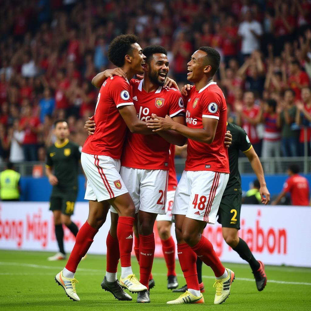 Đội Bóng Đá Players Celebrating Victory