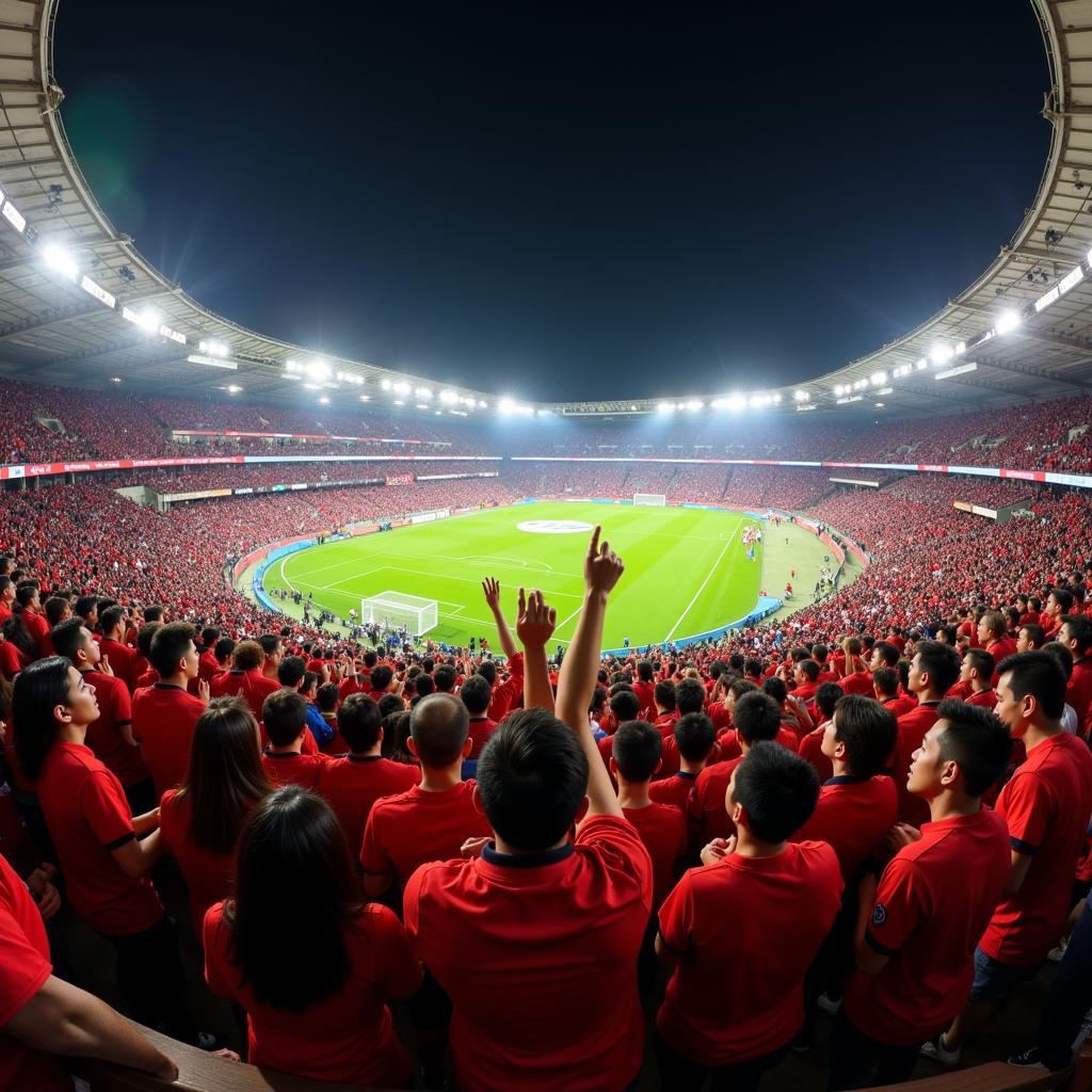 Crowds of Đội Bóng Đá fans filling up a stadium