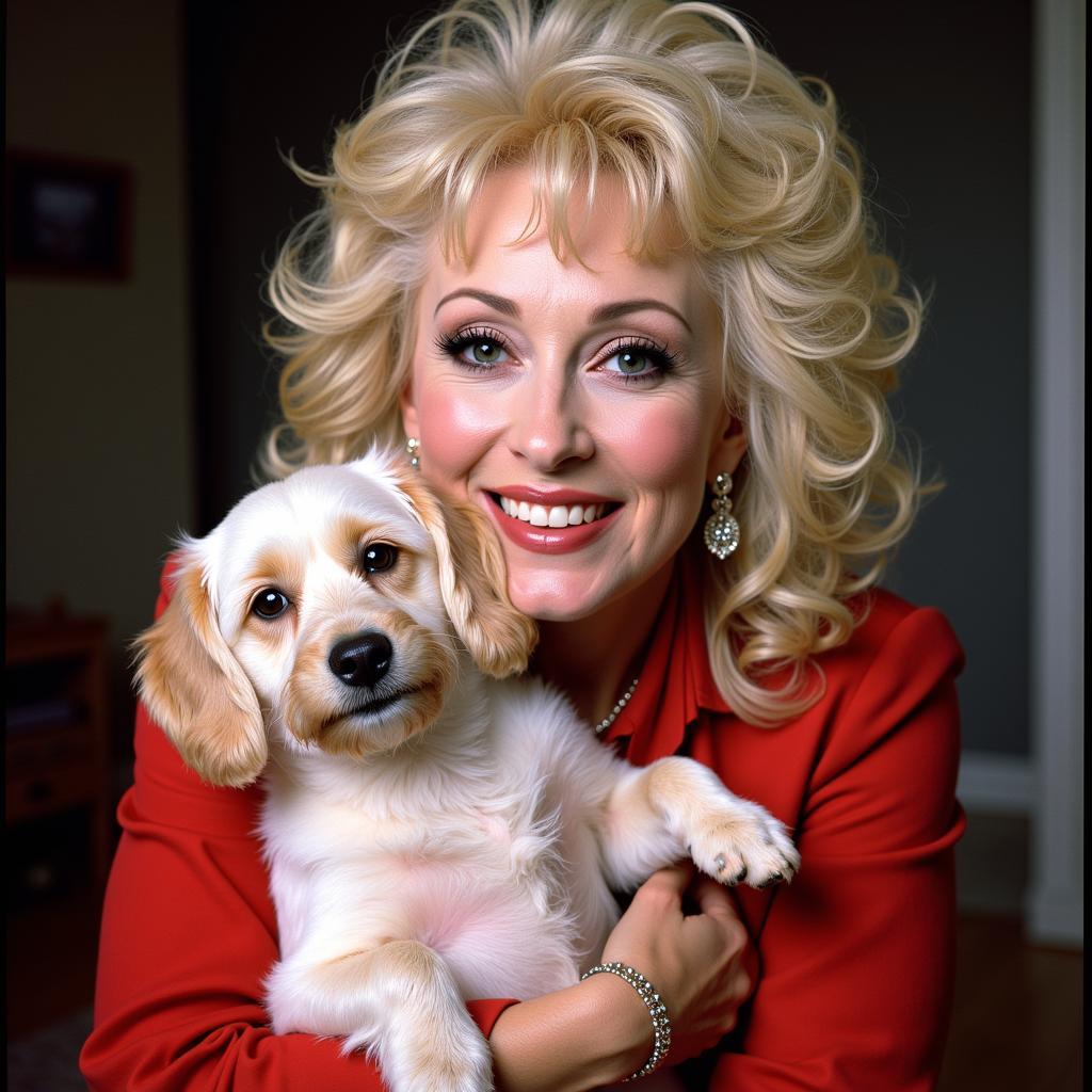 Dolly Parton with a small dog